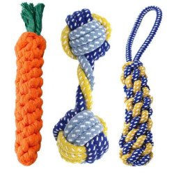 Dog Toy Teeth Chew Carrot Knot Rope Ball Braided Cotton Rope Interacti