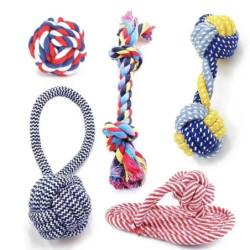 Dog Toy Teeth Chew Carrot Knot Rope Ball Braided Cotton Rope Interacti