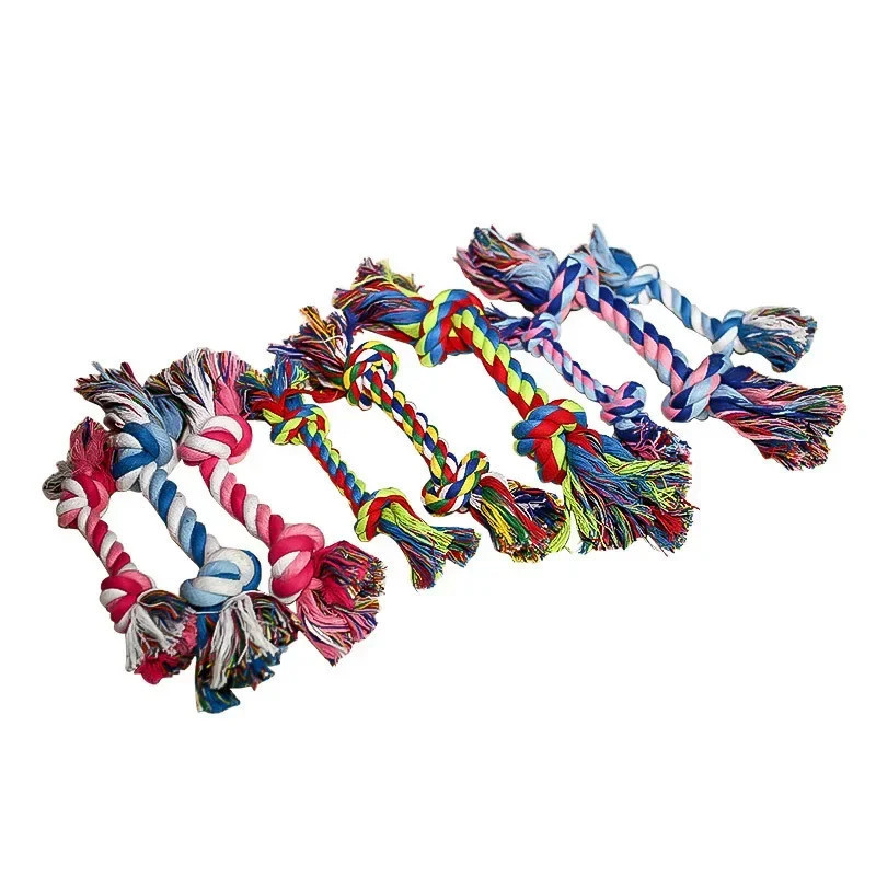 Cotton Dog Toys Puppy Chewing Toys Rope Knot Toy Durable Braided Dog T