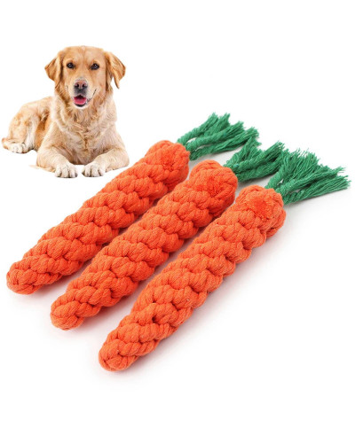 1PC Dog Toy Carrot Knot Rope Ball Cotton Rope Dumbbell Puppy Cleaning 