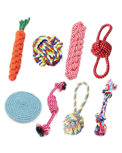 1PC Dog Toy Carrot Knot Rope Ball Cotton Rope Dumbbell Puppy Cleaning 