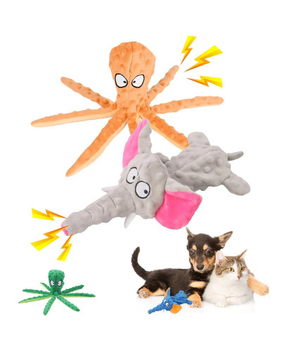 Cartoon Animals Dog Chew Toys Plush Resistance To Bite Squeaky Sound P