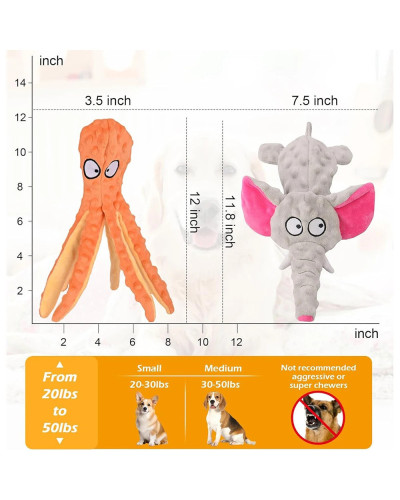 Cartoon Animals Dog Chew Toys Plush Resistance To Bite Squeaky Sound P