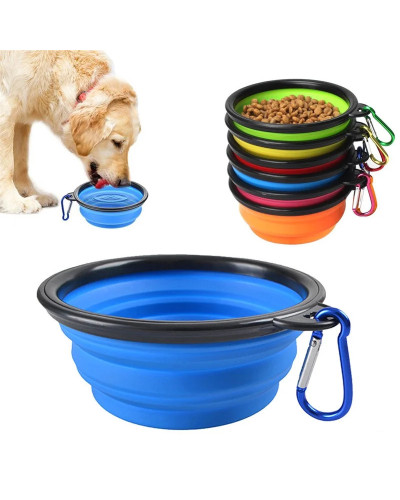 Folding Portable Silicone Dog Feeder Bowl 2 In 1 Pet Dispenser Outdoor