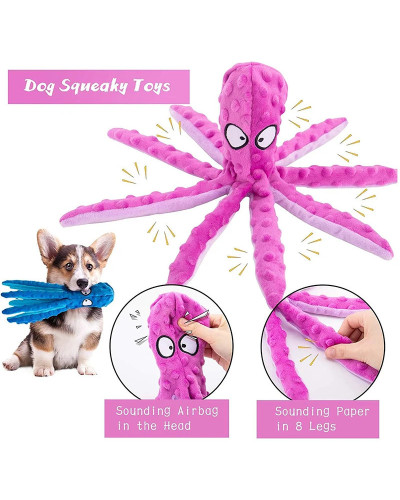 Dog Squeaky Toys Octopus Shape Plush Dog Cat Toy No Stuffing Crinkle I