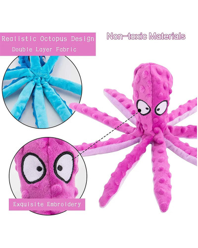 Dog Squeaky Toys Octopus Shape Plush Dog Cat Toy No Stuffing Crinkle I