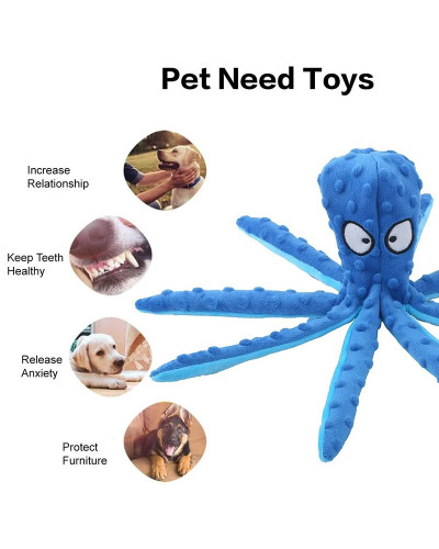 Dog Squeaky Toys Octopus Shape Plush Dog Cat Toy No Stuffing Crinkle I