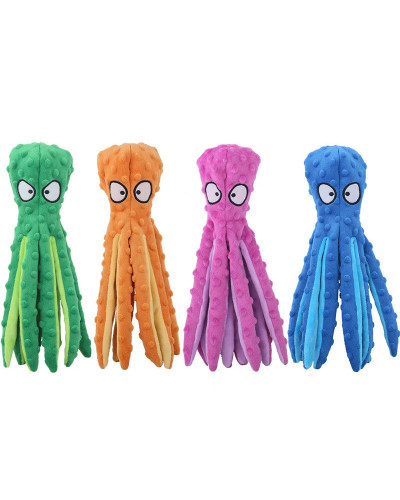 Dog Squeaky Toys Octopus Shape Plush Dog Cat Toy No Stuffing Crinkle I