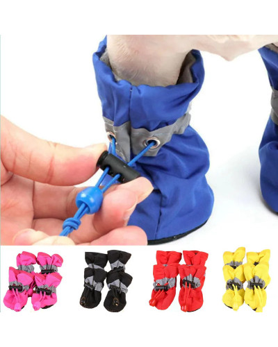 4pcs/set Waterproof Pet Dog Shoes Chihuahua Anti-slip Rain Boots Footw