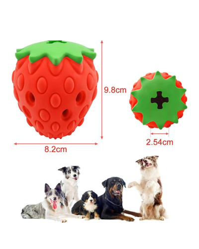 DualPet Dog Chew Toys Rubber Strawberry Shaped Food Leaking Toy Durabl