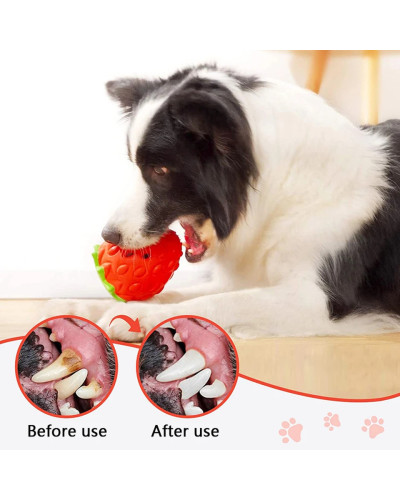 DualPet Dog Chew Toys Rubber Strawberry Shaped Food Leaking Toy Durabl